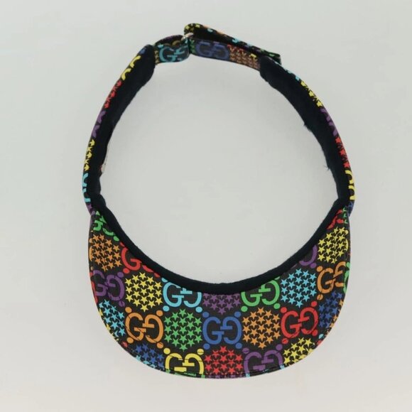 GUCCI GG Psychedelic Sun Visor Hat Multicolor Silver Auth 142391 - Picture 7 of 15